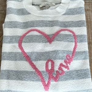 LOFT STRIPED LOVE SWEATER SIZE LARGE PETITE